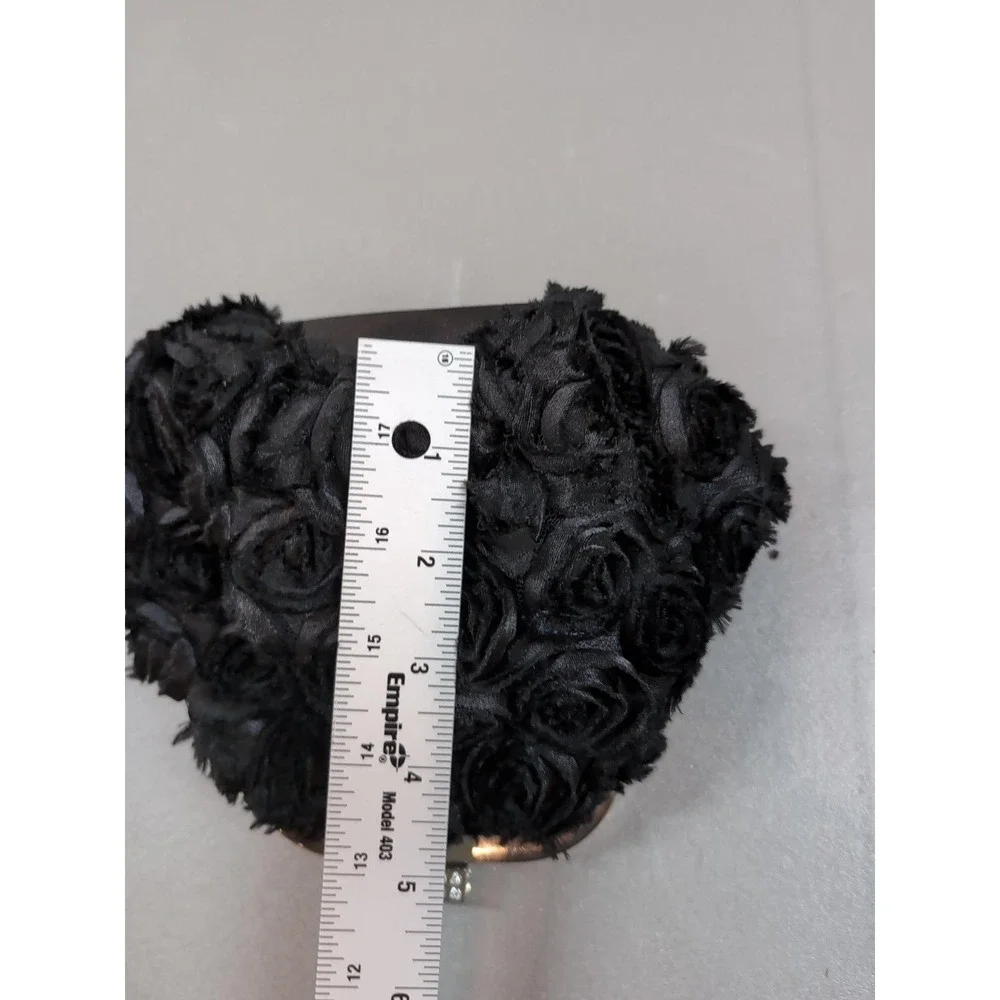 Black Rosette Evening Clutch Purse Floral Rhinestone Wedding Prom Formal Bag